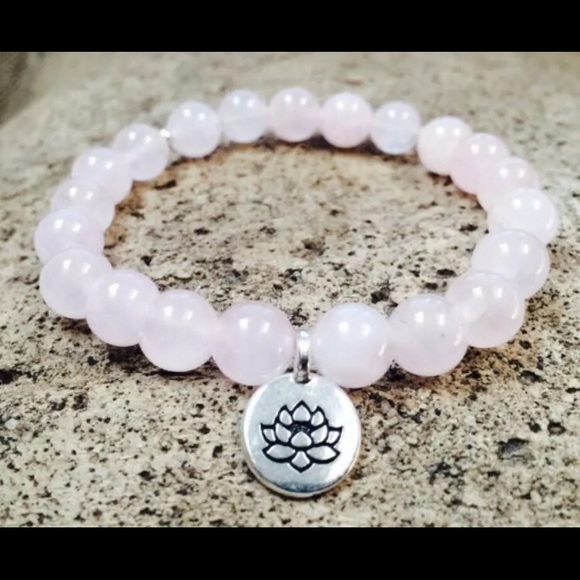 Rose Quartz Love Stone Lotus Bracelet - Picture 2 of 5